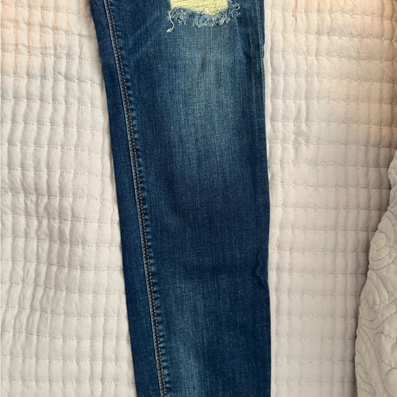 Express Mid-Rise Skinny Stretch Distressed Jeans Size 8R - Picture 4 of 9